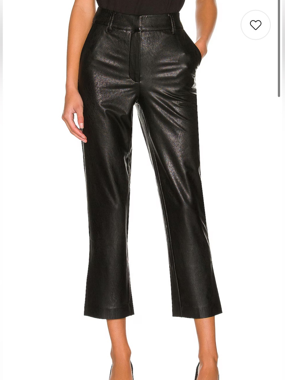 Commando black faux leather high rise cropped trousers size small